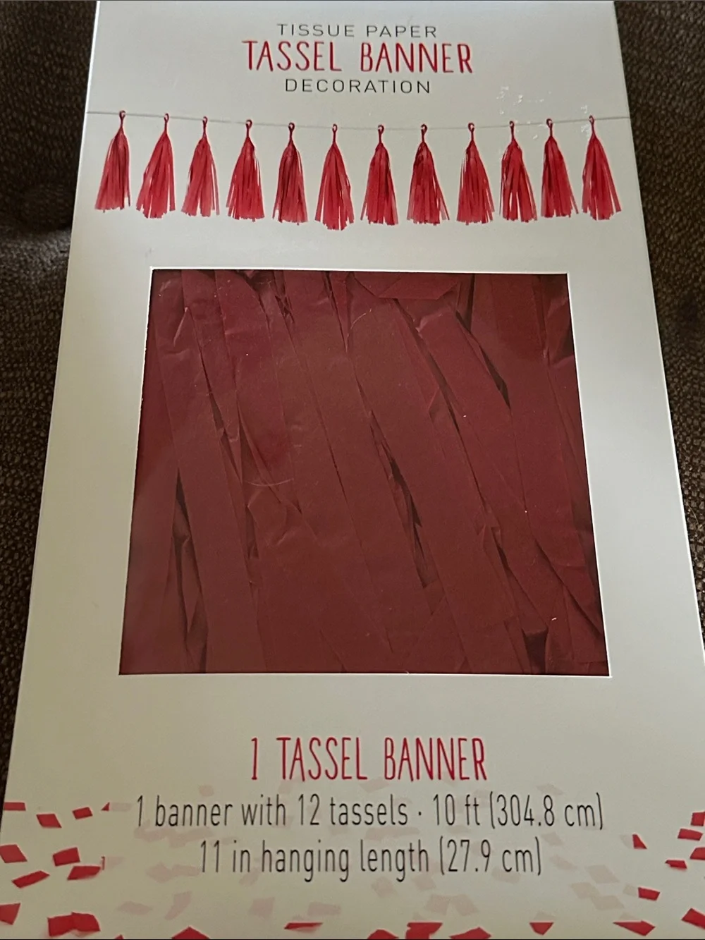 NEW! Party Hanging tassel banner tissue paper RED 10 ft